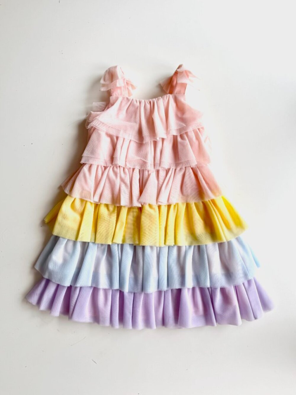 Girl's JUNO VALENTINE by JANIE & JACK Pastel Ruffle Tulle A-Line Dress, Size 4